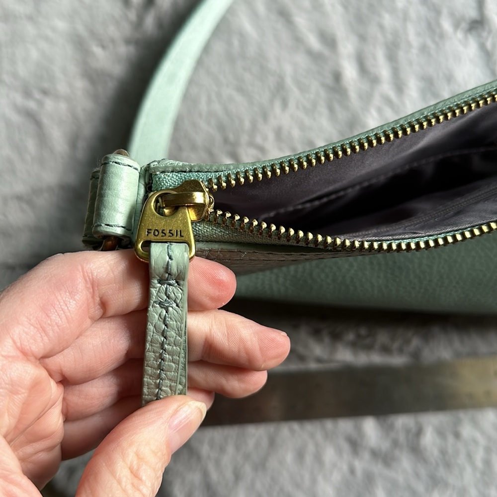 Pair of Fossil Purses - a sea-foam green Crossbody and a black over the shoulder - Picture 4 of 16